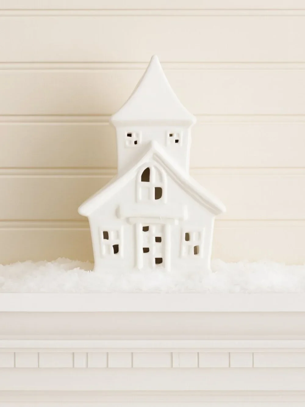 Love & Light White Minimalist Ceramic Church LED 7 in